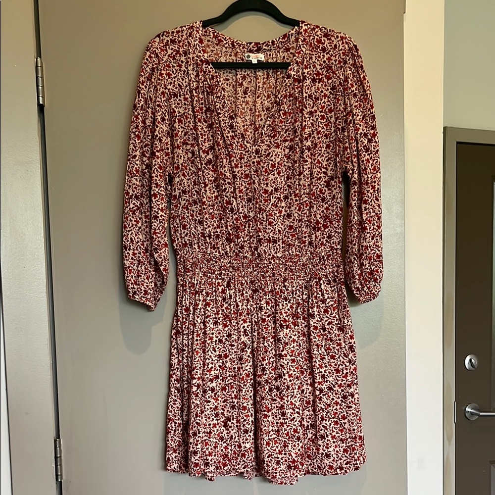 Evereve Pink and White Bishop Sleeve Sundress